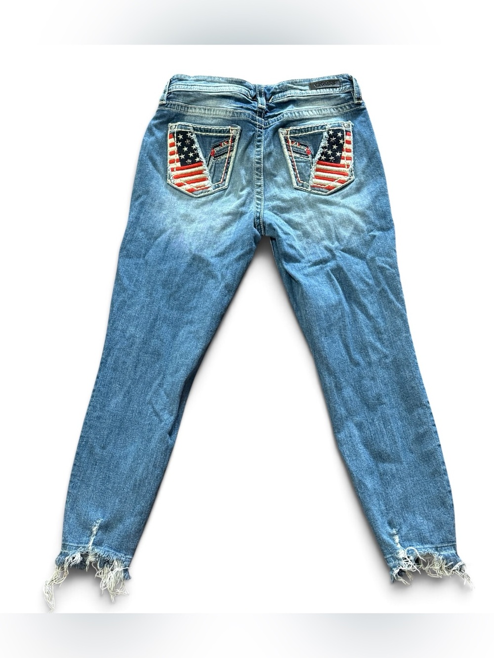 Vigoss American Flag Embroidered Distressed Skinny Jeans Size 12